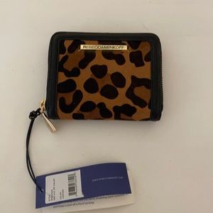 Rebecca Minkoff zip wallet in leopard animal print